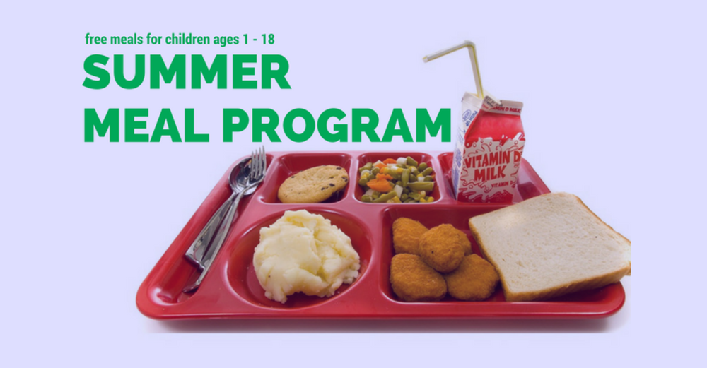 Free meals for children ages 1 - 18 Summer Meal Program