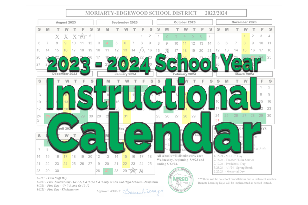 20232024 School Year Instructional Calendar Edgewood Middle School