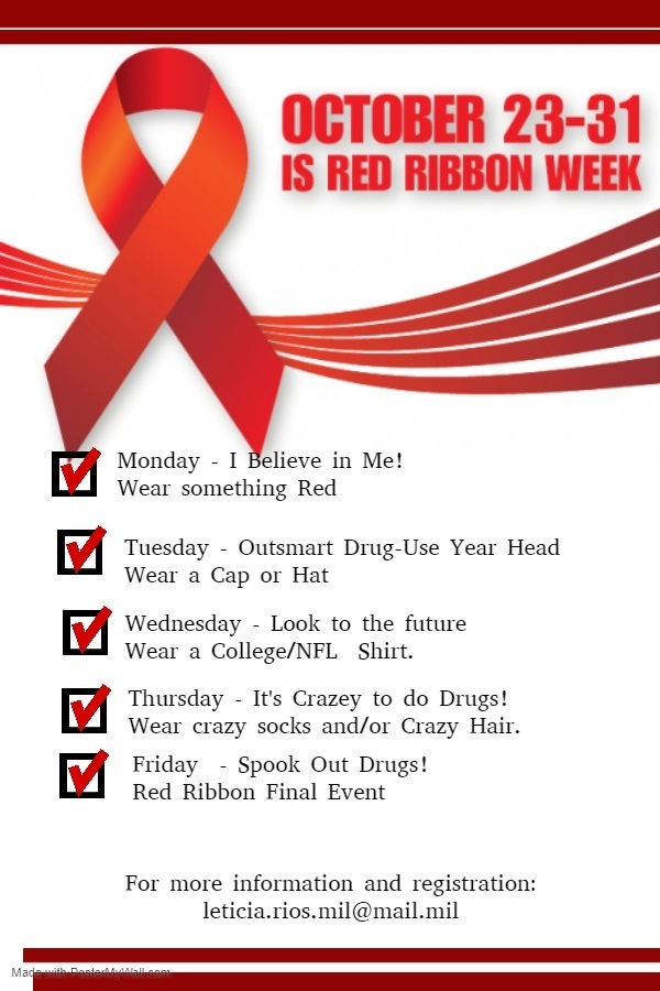 Schedule for Red Ribbon Week 