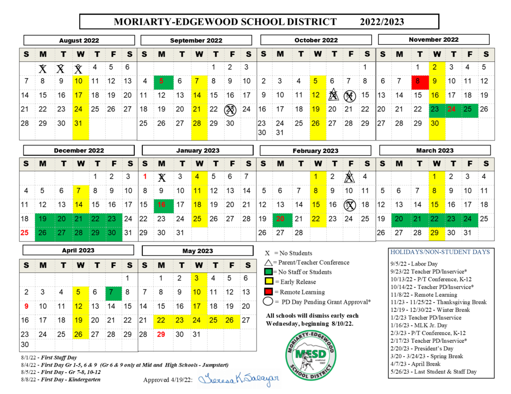 2022-2023 MESD Instructional Calendar
