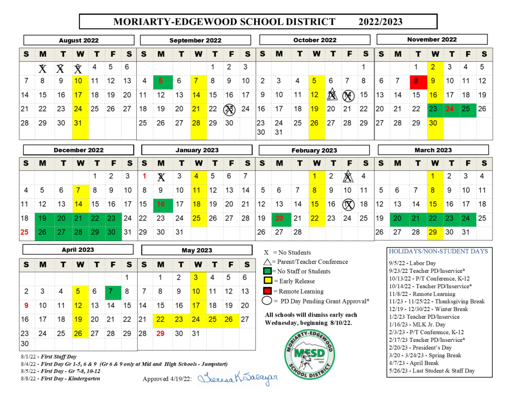 Moriarty Municipal Schools Calendar 20242025